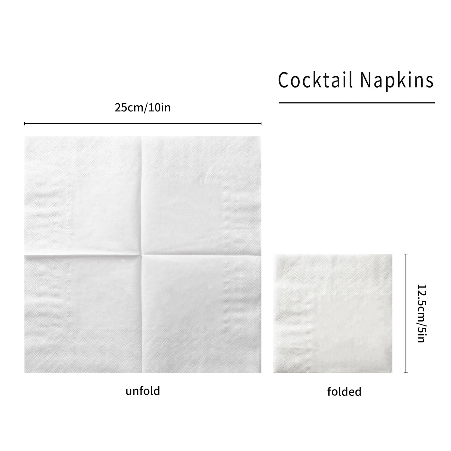 100 Pack Cocktail Napkin 2-Ply Dessert Napkins Folded 5 x 5 Inches Disposable Napkins for Dinner Wedding Birthday Baby Shower Party Bridal Anniversary Reception Event (100, White)