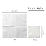 100 Pack Cocktail Napkin 2-Ply Dessert Napkins Folded 5 x 5 Inches Disposable Napkins for Dinner Wedding Birthday Baby Shower Party Bridal Anniversary Reception Event (100, White) BEFORYOU