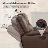 ANJ Genuine Leather Recliner Chair, Manual Reclining Chair with Ergonomic Design, Oversized Single Sofa Recliner with Soft Armrest and Flexible Footrest for Living Room,Red Brown ANJ