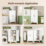 Letaya Storage Cabinet,47" H Metal Kitchen Pantry Cabinets with Doors and Adjustable Shelves,Pantry Organizers for for Cupboard/Dining/Bathroom/Office/Garage Room,White Letaya