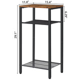 Hoctieon 3 Tier End Table, Telephone Table, Narrow Side Table with Storage, Nightstand for Small Spaces, Metal Frame, For Living Room, Bedroom, Sofa Couch, Hall, Easy Assembly, Rustic Brown Hoctieon