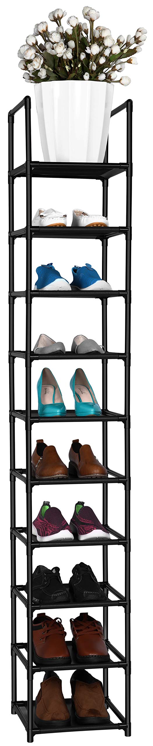FIDUCIAL HOME 10 Tiers Shoe Rack Space Saving Vertical Single Pairs Sturdy Shoe Shelf Storage Organizer FIDUCIAL HOME