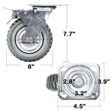 uyoyous 6 inch Caster Wheels Heavy Duty 4 Pack Anti-Skid Swivel Caster Load 1760 lbs Silent Ball Bearing Solid Wheel with 360° Rotation Top Plate (2 with Brakes& 2 Without) uyoyous