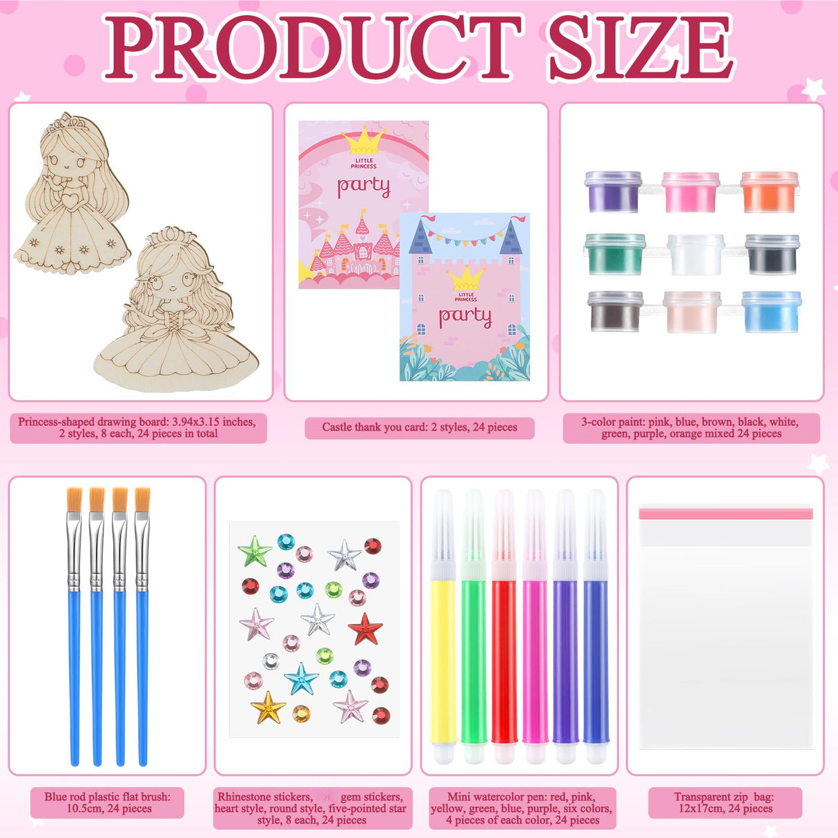 Saypacck 24 Set Princess Party Favors Princess DIY Paint Crafts Kit Birthday Goodie Bags Gifts Supplies Prizes Party Decorations Saypacck