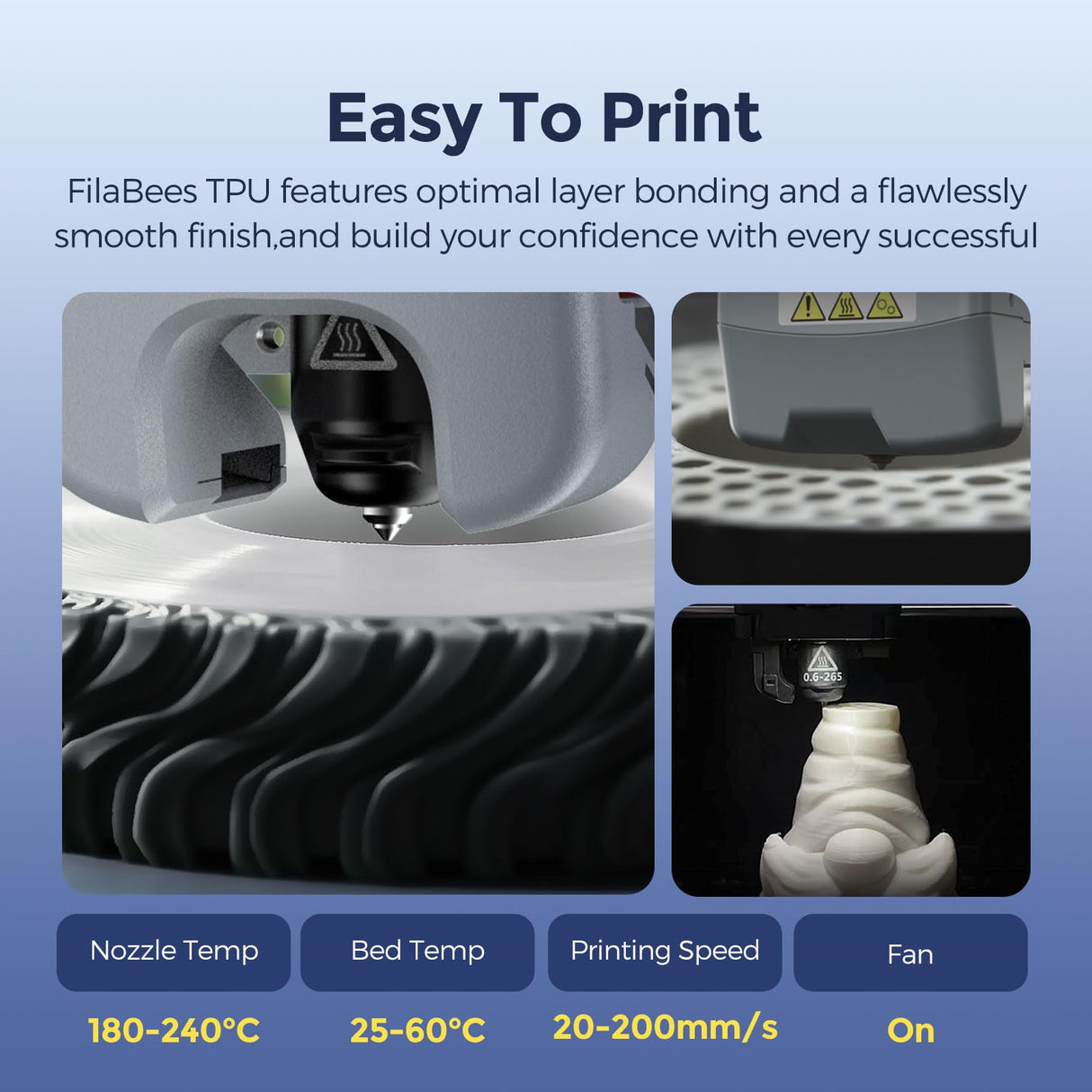 FilaBees TPU Filament 1.75mm Rainbow Candy,95A Soft 3D Printer Filament,High Hardness & Resilience,Soft Adhesive Material,Elastic,Flexible Color Changing Rainbow Filament 1kg(2.2lbs) FilaBees