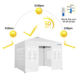 Yaheetech 10x10 FT Pop Up Canopy Tent with 4 Side Walls & One-Push Setup & Roller Bag, Outdoor Heavy-Duty Instant Event Tent for Garden/Wedding/Party, White Yaheetech