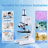 Microscope for Kids Beginner, 40X-2000X Biological Compound Microscope Kit with Adjustable Brightness LED, Slides for School Lab Home Education, Gifts for Children Students eyemocsin