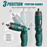 NEU MASTER Cordless Screwdriver, 4V Electric Screwdriver Rechargeable Power Screwdriver With Pivoting Handle, Front And Rear LED Light, 32pcs Bits, 6+1 Torque Setting, 2000 mAh Battery Screwdriver NEU MASTER