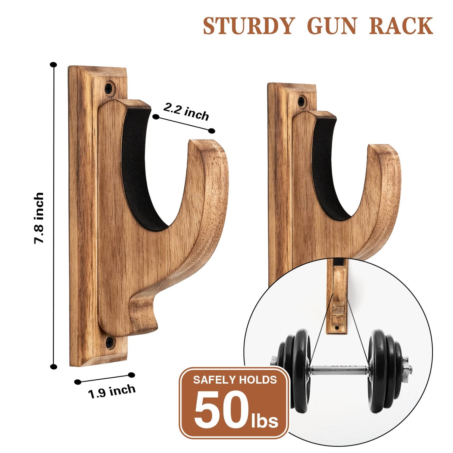 DGWJSU Gun Rack Wall Mount, Solid Wood Gun Racks for Wall Hold Up & Display Shotgun Rifle Sword Bow Firearm, Real Hardwood Gun Wall Hangers - WoodArtSupply