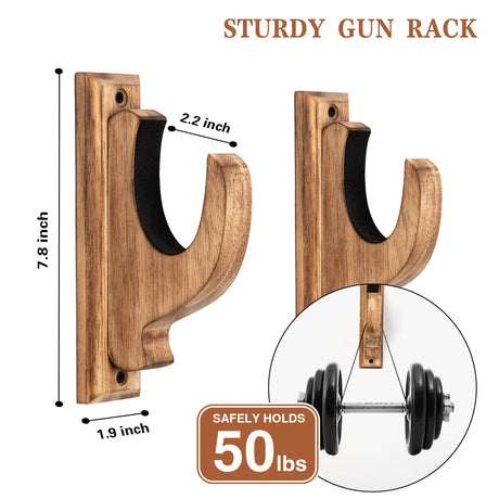 DGWJSU Gun Rack Wall Mount, Real Wood Shotgun & Rifle Wall Mount Holder Display for Sword Bow Firearm, Vintage Gun Holder Hangers for Gun Safe As Gifts for Men DGWJSU