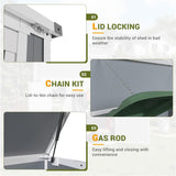 41 Cu.Ft Horizontal Outdoor Plastic Storage Shed/Box Trash Can Sheds Weatherproof Resin Shed with Floor Thickened & Gas Spring & Lockable Doors for Tools, Lawn Mower Storage（4.5 * 2.5 FT） UDPATIO