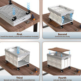Foldable Utility Cart with Wooden Cover,Folding Portable Rolling Crate with 360° Swivel Wheels,Foldable Camping Basket Supplies,Portable Storage Crate Containers for Camping,Shopping,Office Fanboxk