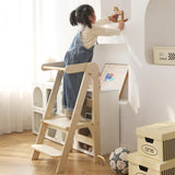Foldable Toddler Tower 95% Preassembled Kitchen Stool Helper Folding Step Stool for Kids Montessori Toddler Standing Tower with 3 Adjustable Height Helper Tower for Kitchen Counter Sink Natural SHWWQUE