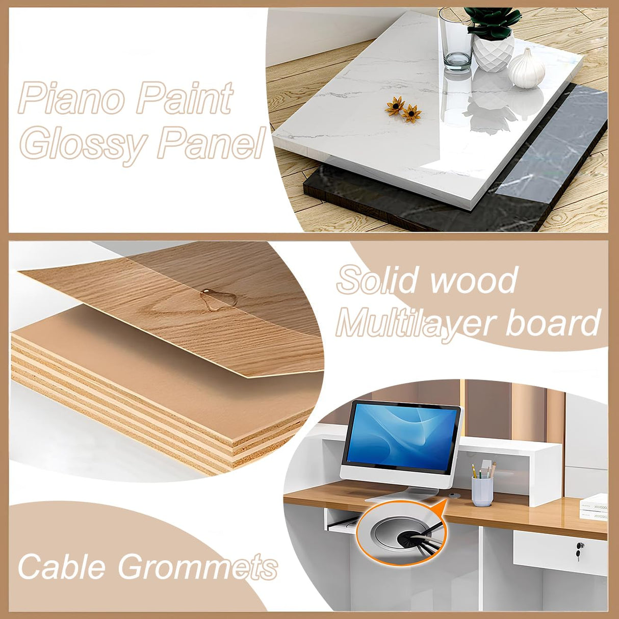 L Shaped Reception Desk with Counter Modern Front Desk Reception Counter with Lockable Drawer & Light Strip for Clothing Store Beauty Salon Retail - Pretty Easy to Install Generic