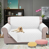 U-NICE HOME Loveseat Sofa Cover Reversible Couch Cover for Dogs with Elastic Straps Water Resistant Furniture Protector for Pets Couch Cover for 2 Cushion Couch (Loveseat, White/White) U-NICE HOME