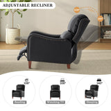 HULALA HOME Leather Recliner Chair, Modern Push Back Recliner Chair with Adjustable Backrest & Footrest, Casual Single Leather Sofa, Comfy Upholstered Club Chair for Living Room, Bedroom, Black HULALA HOME