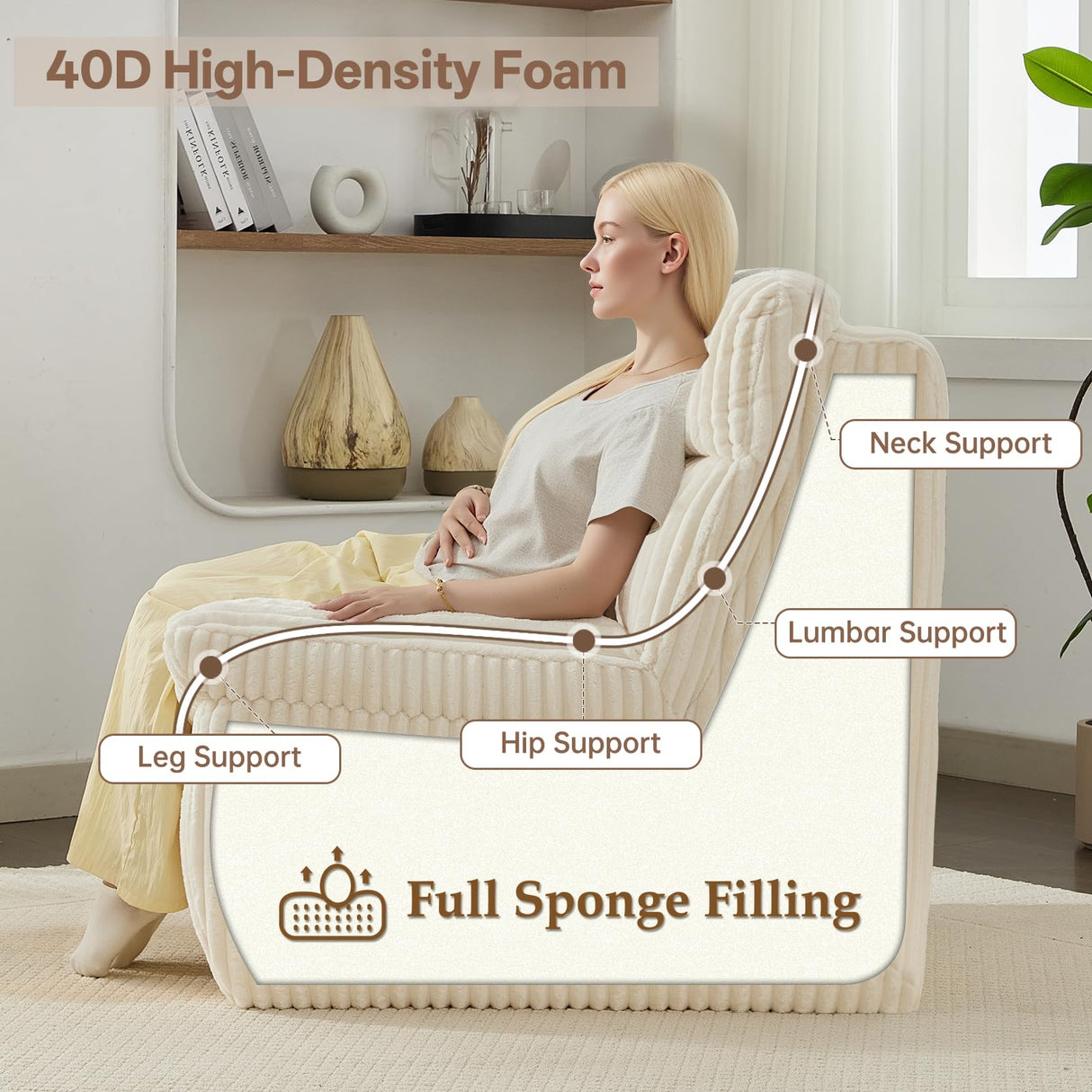 AEMEIOS 82" Corduroy Boneless Loveseat Sofa, Oversized Cloud Couch 3-Seater with Deep Seat, Modern Loveseats Couch with Memory Foam, Beige Boneless Couches for Living Room, No Assembly Required AEMEIOS