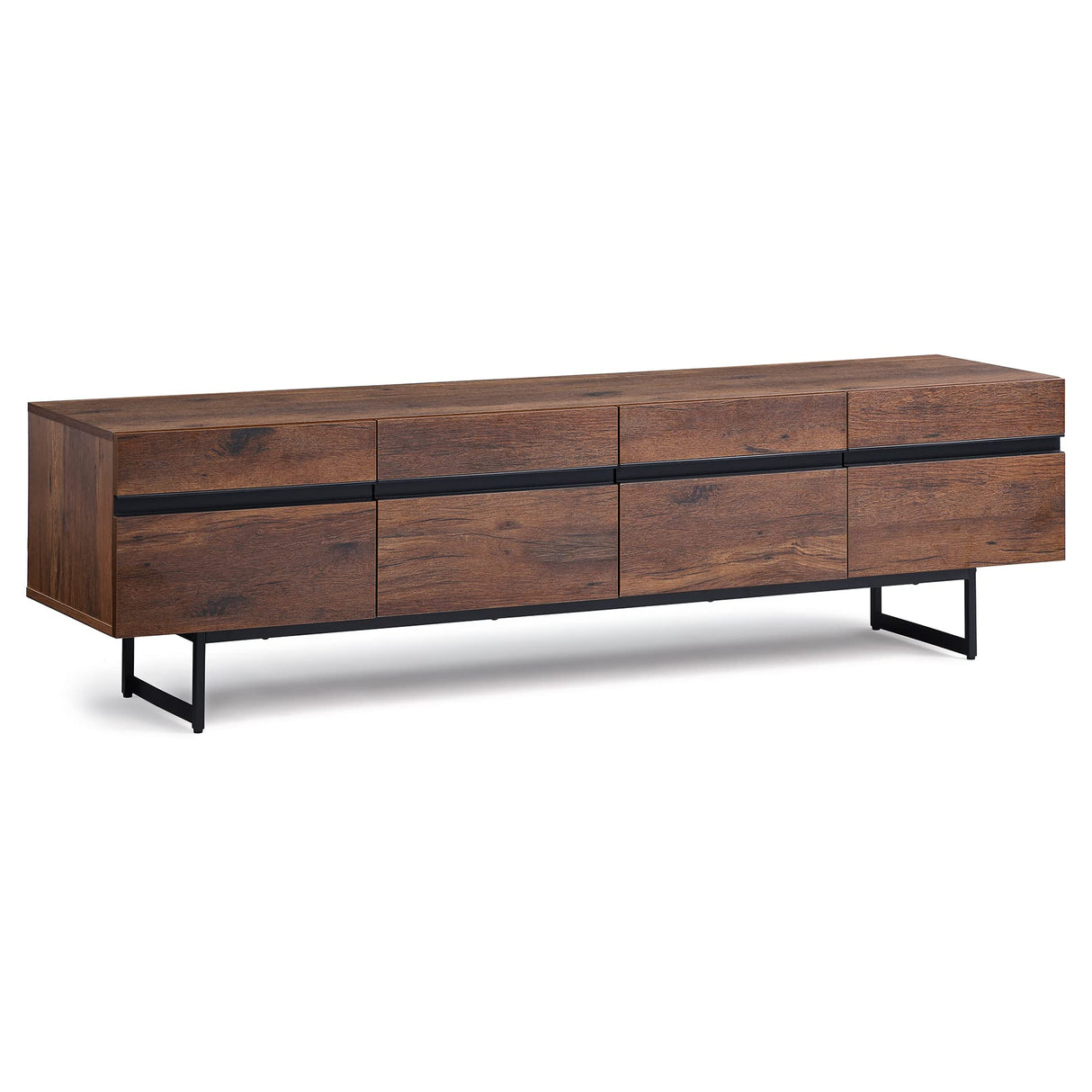 WAMPAT Modern TV Stand for up to 75 inch TV, Wood Entertainment Center TV Console Table with Storage Cabinets Media Console for Living Room, Brown WAMPAT