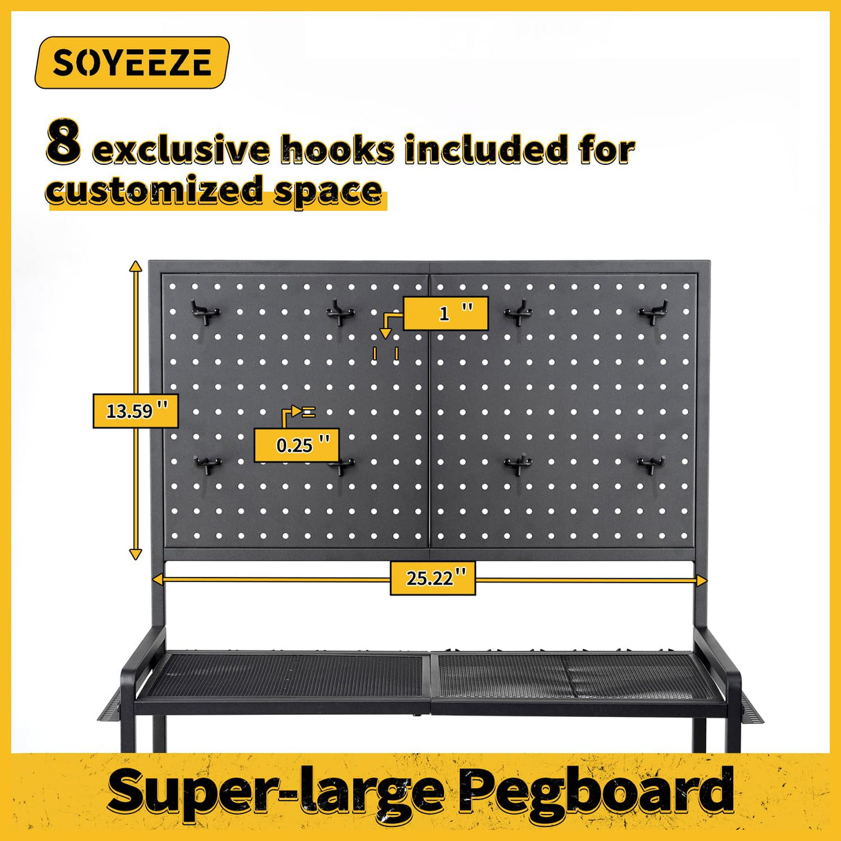 SOYEEZE Large Size Fishing Rod Holders for Garage, 3-Tier Fishing Pole Rack with Pegboard and Hooks, Fishing Gear Tackle Box Organizer Up to 12 Rods, Rolling Fishing Storage Cart with Lockable Wheels SOYEEZE