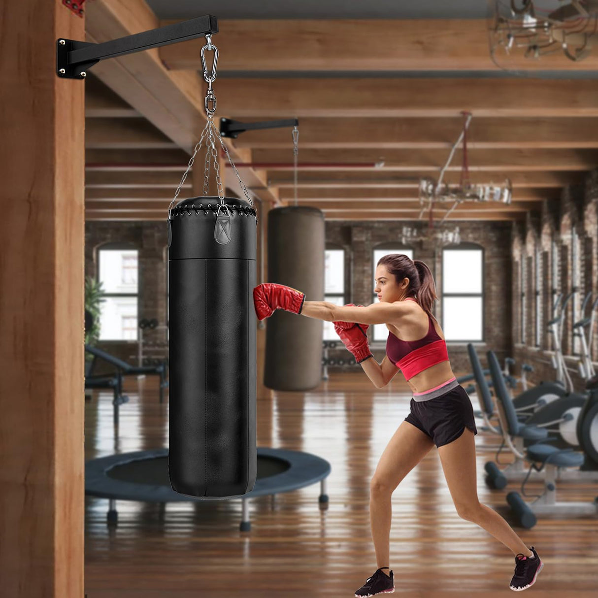 YZZHAJ Heavy Punching Bag Wall Mount Hanger,Heavy-Duty Boxing Bag Bracket,Punching Bag Mount Stand for Muay Thai and MMA Training, 360 Rotation Swivel Hook Matte Black YZZHAJ