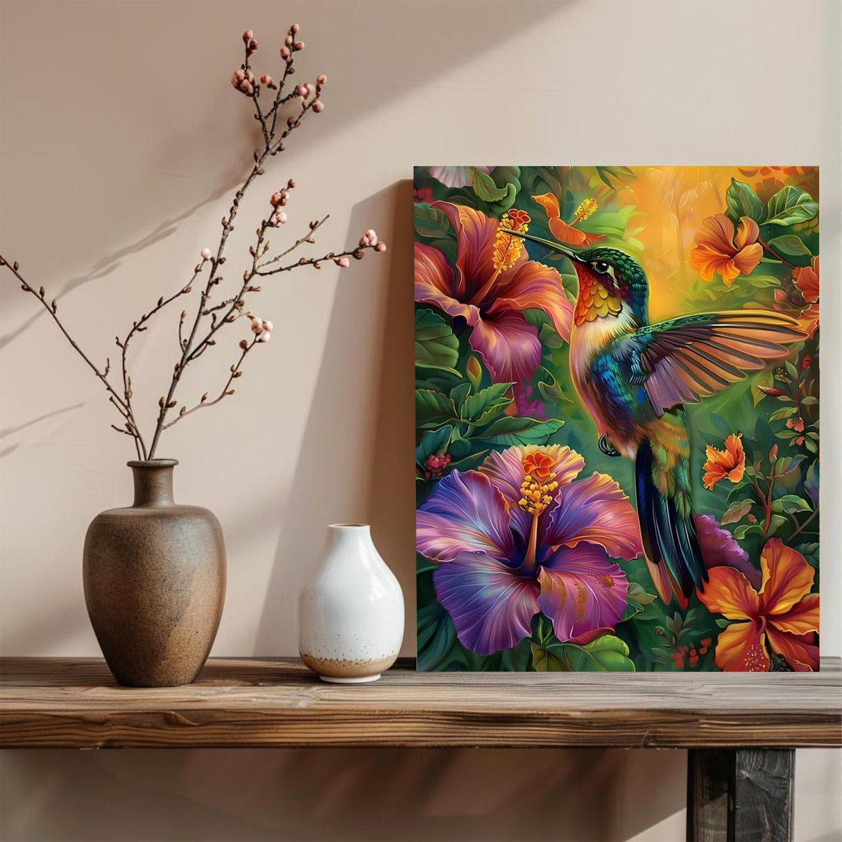 xcemhil Paint by Numbers Kit for Adults, Hummingbird Paint by Numbers for Adults, Paint by Numbers Kit for Beginner for Gift and Home Wall Decor 16x20 Inch xcemhil