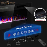Sophia & William Electric Fireplace 72 Inch Wall Mounted & Recessed, Ultrathin 3.86" Electric Heater with Remote Control Touch Screen Noiseless, Fit for 2 x 4 & 2 x 6 Stud, Flame Color Adjustable Sophia & William