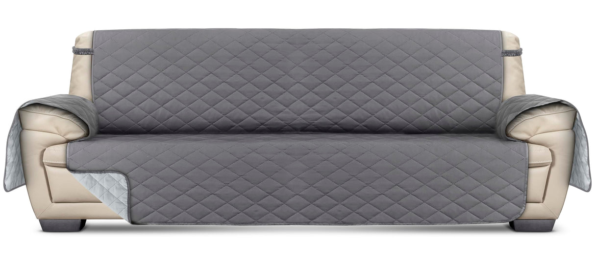 Utopia Bedding Reversible Oversized Sofa Couch Cover, Water Resistant Slipcover Furniture Protector with Foam Sticks and Elastic Straps for Kids Dogs Pets (3.5 Seater, Gray/Light Gray) Utopia Bedding