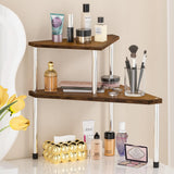 Weenson Bathroom Organizer Countertop, Bathroom Sink Organizer for Toiletries, Makeup, Skincare, Bamboo 2-Tier Kitchen Countertop Organizer for Spice Salt (Brwon) Weenson