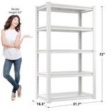Raybee 72" Garage Shelving Heavy Duty Garage Storage Shelves 2000LBS Heavy Duty Shelving Unit Adjustable 5-Tier Metal Shelf White Commercial Storage Racks for Warehouse Pantry 72"x31.7''x16.3'' 4 Pack Raybee