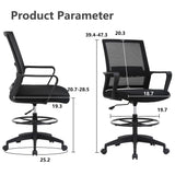 PayLessHere Drafting Chair Computer Standing Desk Chair Tall Office Chair with Lumbar Support Adjustable Foot Ring for Mesh Ergonomic Mid-Back Desk Chair (Black) PayLessHere