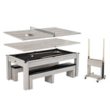 Barrington Billiards Monteray 7’ Drop Pocket Pool Table, 3-in-1 Dining Top & Table Tennis with Game Accessories & Rolling Storage Caddy, Perfect for Family Game Rooms Barrington Billiards