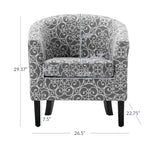 BELLEZE Accent Barrel Chair, Linen Round Chair Club Tub Sofa Corner Chair with Flared Legs and Cozy Soft Padding for Living Room Bedroom Waiting Room - White & Gray BELLEZE