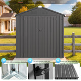 AECOJOY Shed 6' x 4' Storage Shed, Dark Grey Metal Sheds & Outdoor Storage Clearance, Utility and Tool Garden Shed with Lockable Doors for Backyard, Patio, Outside Use AECOJOY