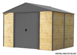 Arrow 10' x 8' Ironwood Galvanized Steel and Wood Panel Hybrid Outdoor Shed Kit, Anthracite Arrow