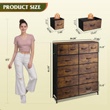 WLIVE Tall Dresser for Bedroom with 12 Drawers, Dressers & Chests of Drawers, Fabric Dressers for Closet, Storage Dresser Organizer with Steel Frame, Wood Top, Rustic Brown Wood Grain Print WLIVE