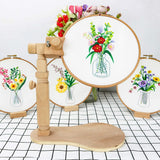 Adjustable Embroidery Hoop Stand Cross Stitch Stand Lap, Beech Wood Embroidery Hoop Holder Frame, Rotated Needlepoint Frame Stand for Art Craft Sewing Needlework Projects guofa