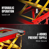 Jack Boss 350 Lbs Motorcycle Lift Jack Table, Hydraulic Foot-Operated Scissor Lift Jack for ATV Dirt Bike, Motorcycle Stand with 4 Wheels Jack Boss