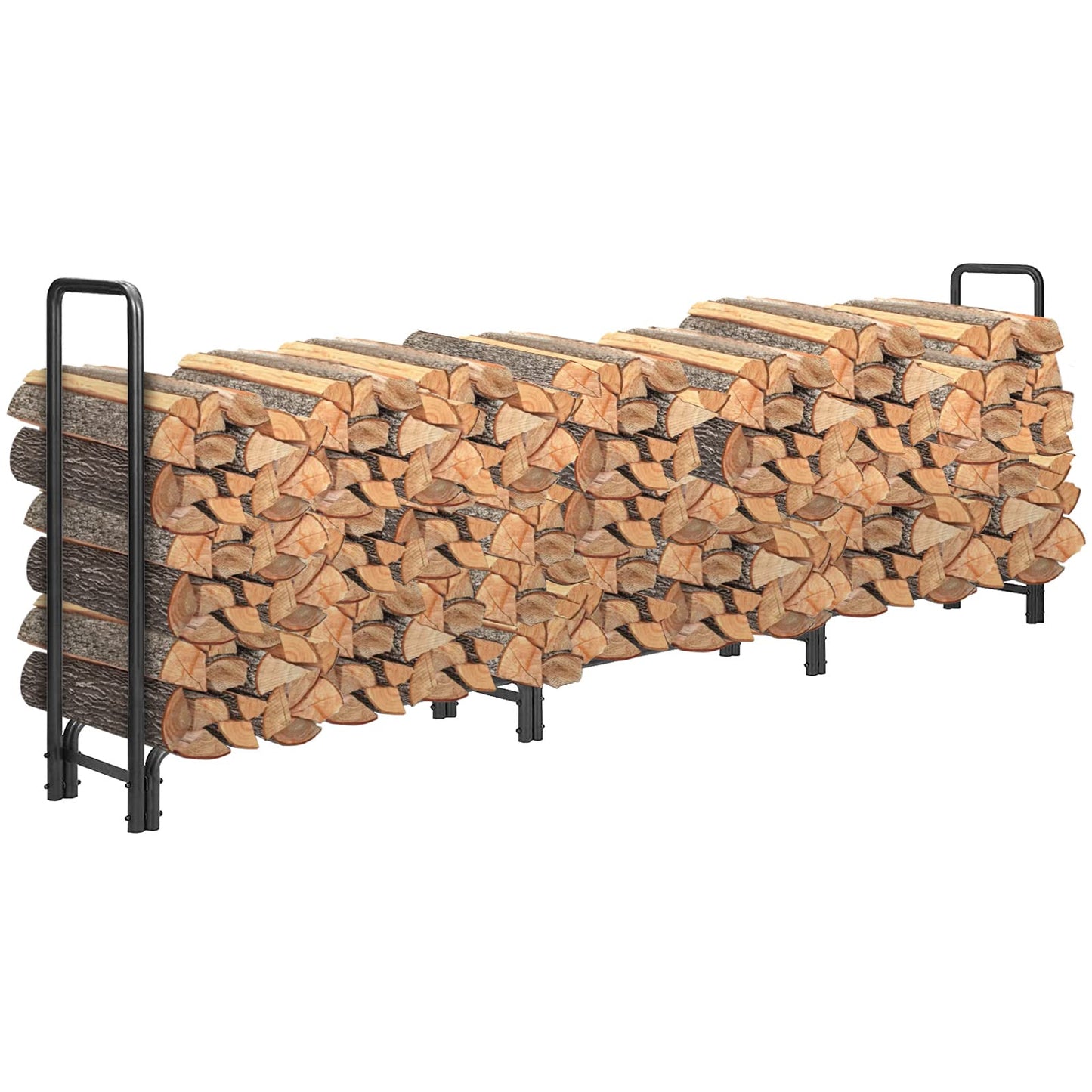 12ft Firewood Rack Outdoor Heavy Duty Log Rack Firewood Storage Rack Holder Steel Tubular Easy Assemble Fire Wood Rack for Patio Deck Adjustable Log Storage Stand for Outdoor Fireplace Tool