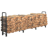 12ft Firewood Rack Outdoor Heavy Duty Log Rack Firewood Storage Rack Holder Steel Tubular Easy Assemble Fire Wood Rack for Patio Deck Adjustable Log Storage Stand for Outdoor Fireplace Tool MCKE