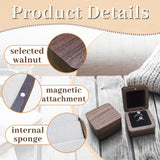 WisePoint Personalized Wooden Ring Box, Mini Engagement Ring Holder Box with Double Slot, Square Wedding Ring Box for Ring, Elegant and Retro Ring Holder Box for Wedding, Ceremony (black) WisePoint