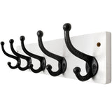 WEBI Rustic Coat Rack Wall Mount,5 Cast Iron Coat Hooks Wall Mounted,Heavy Duty Wall Coat Hanger,Vintage Hooks for Hanging Coats,Clothes,Black on White WEBI