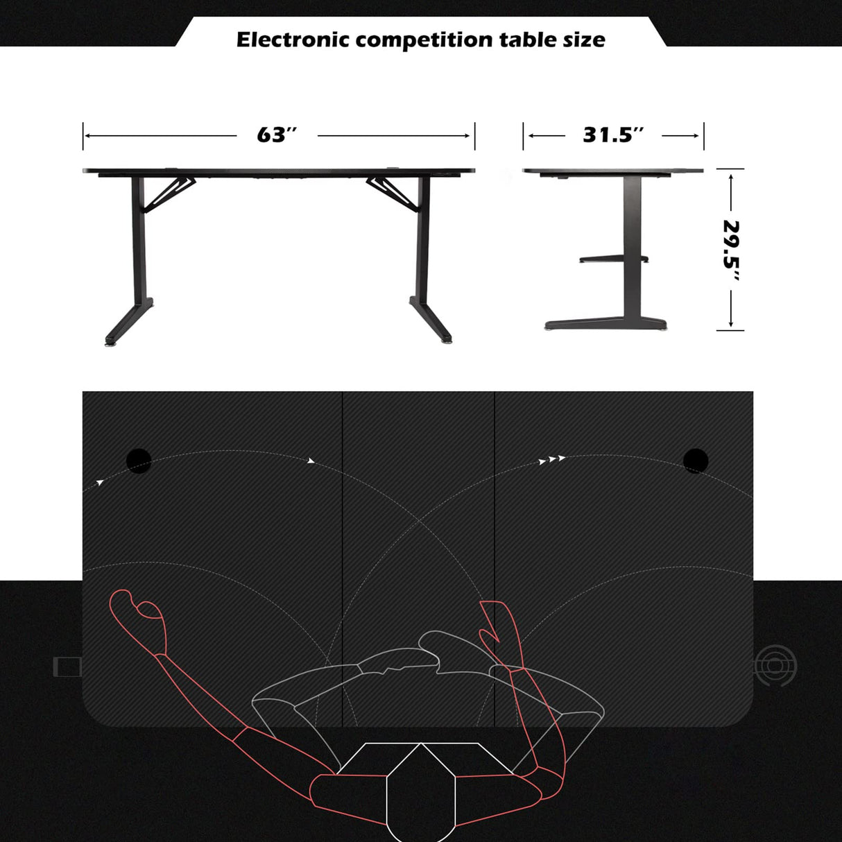 TOPSKY Gaming Desk Large Surface 63’’x31.5’’ with Cup Holder, Headphone Hook and Cable Management (Black) TOPSKY