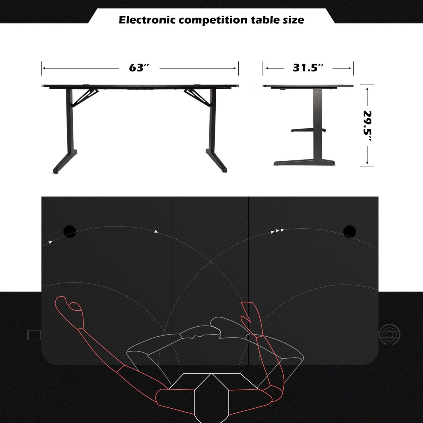 TOPSKY Gaming Desk Large Surface 63’’x31.5’’ with Cup Holder, Headphone Hook and Cable Management (Black) - WoodArtSupply