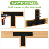 T Post Bracket 4PCS,14x10'' T Flat Mending Plate for Wood 4x4,6x6 Lumber, Black Powder Coated Heavy Duty Pergola Brackets,T Beam Bracket, T Truss Bracket,T Shape Post to Beam Connectors XZWMY