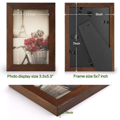 Emfogo 4x6 Picture Frame, Pack of 2 Photo Frame with Real Glass, Solid Wood Rustic Picture Frames 4x6 Display for Wall Decor (Vintage Walnut)