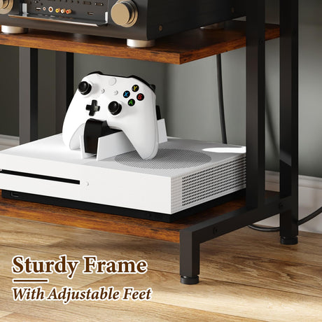 X-cosrack 4-Tier AV Media Stand Corner Shelf Wooden Corner Shelves Component Cabinet Stereo Audio Rack Stand Tower Perfect for DVD Players:Game Console:TV Box:Cable Box:Xbox:WiFi Router X-cosrack