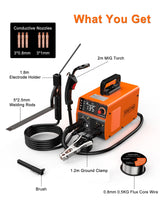 FEIFANKE 135A Flux Core MIG Welder, 110V 3-IN-1 MIG/ARC/Lift TIG Welding Machine with 1 lb .030'' Wire, MIG Torch and 5 PCS Rods, Gasless Welder with IGBT, DC Inverter, Synergy For Repair Work FEIFANKE