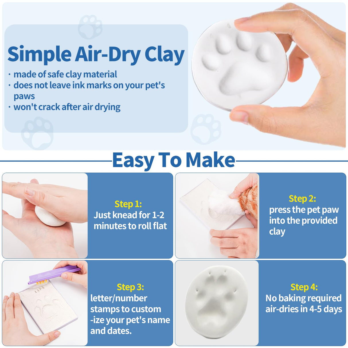 Waltool Pet Memorial Shadow Box with Clay Paw Print Impression Kit, Paw Ornament Loss of Pet Sympathy Gift, Picture Frame Pet Urns for Dogs Cats Ashes Keepsake Waltool