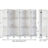 AMBITION LAND Room Divider with Shelves, Privacy Screen, Room Dividers and Folding Privacy Screens, 6 Panel Wood Temporary Wall Partition Separation Separator, Coconut AMBITION LAND