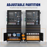 Yizosh Metal Garage Storage Cabinet with Wheels,3-Drawer Rolling Tool Cabinet with 2 Door and Adjustable Shelves,- 71" Steel Tool Cabinet for Warehouse,Garage,Workshop Yizosh